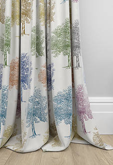 Vintage Tree Velvet, Multi - Made to Measure Curtains